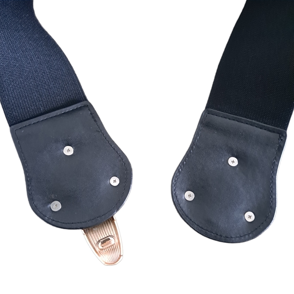 Corset Black wide waist elastic stretch belt metal gold swirls buckle - Picture 11 of 11